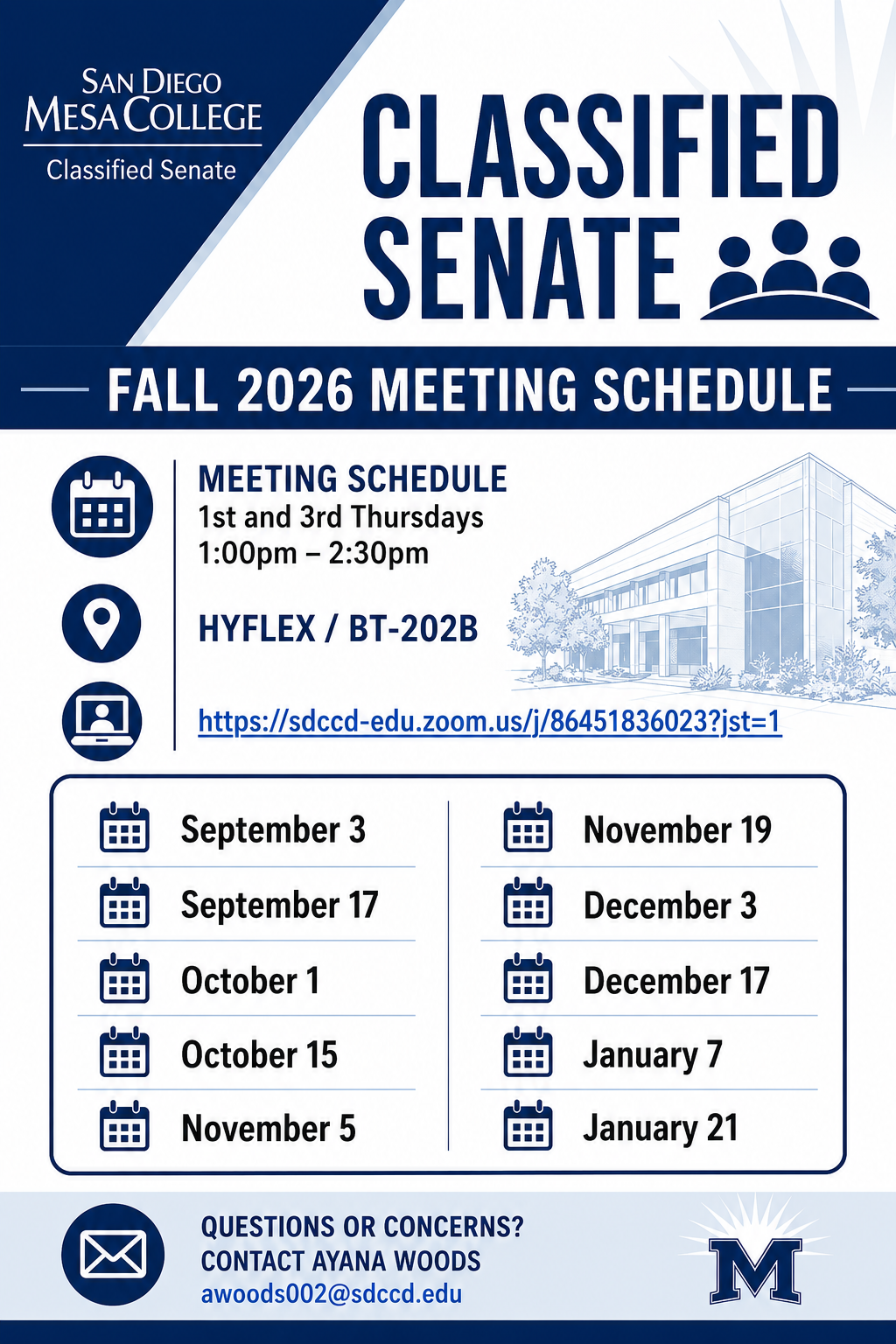 Fall 2026 Meeting Schedule