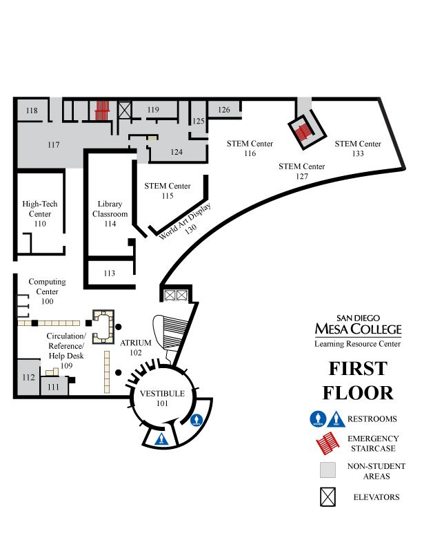 1st Floor Plan of the Mesa College Library